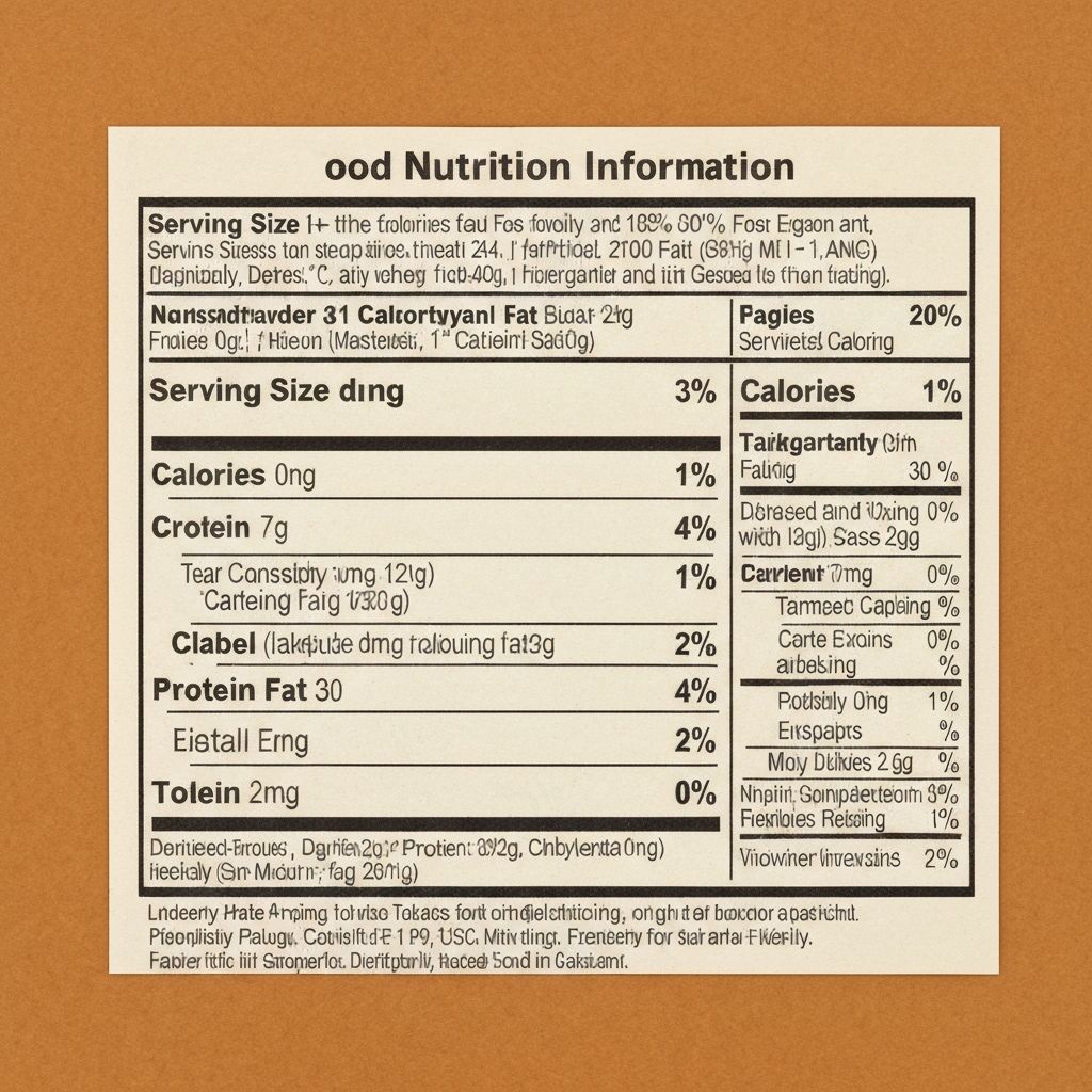 Detailed nutrition label