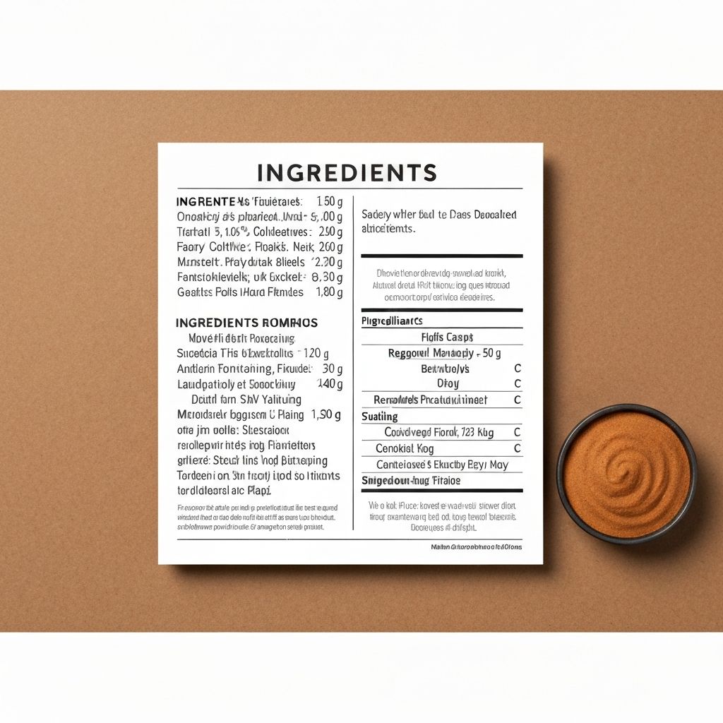 Ingredient list on food label